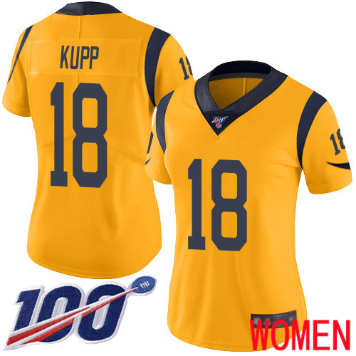 Los Angeles Rams Limited Gold Women Cooper Kupp Jersey NFL Football 18 100th Season Rush Vapor Untouchable